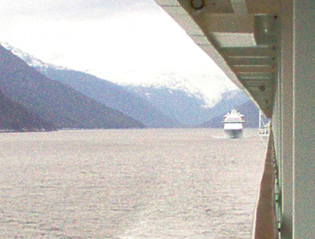 A Princess Cruise follows us up the bay