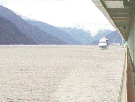 Two Princess Cruises follow us up the Bay
