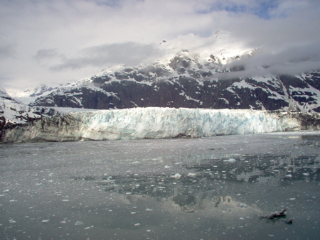 We also witnessed some calving events (ice falling off the glacier into the water)