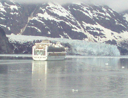 This picture gives some idea of the Scale of the Glaciers. This is a huge ship in front of an even bigger tidal glacier