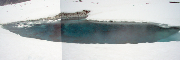 A Melt Water Pool on top of the Glacier