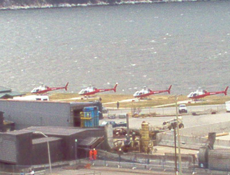 Helicopters preparing to take off