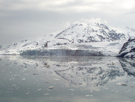 Notice the cracks in the top of the glacier