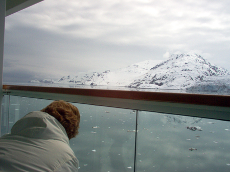 Paula looks ahead towards the Reid Glacier