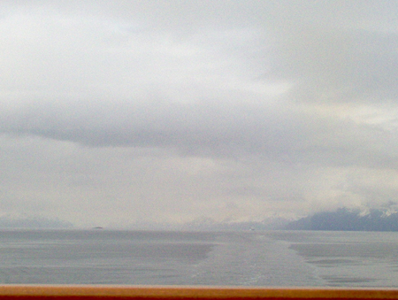 Sailng out of Glacier Bay (another cruise ship in the distance)