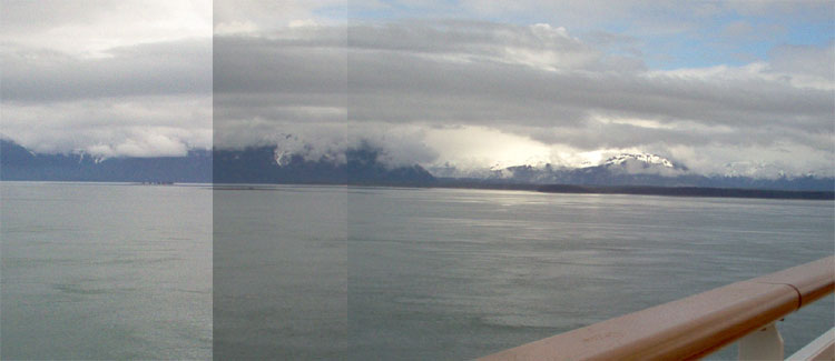 Panoramic view to Port from the stern of the ship