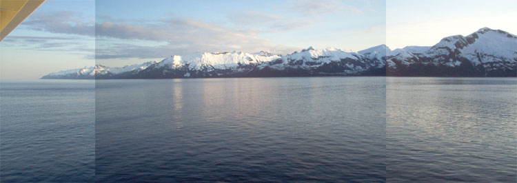 A Panoramic View Looking Starboard at the Entrance to Glacier Bay