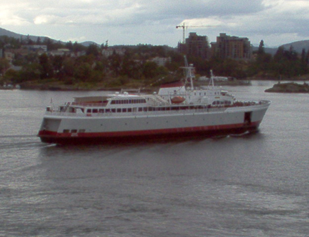 A ferry arrives